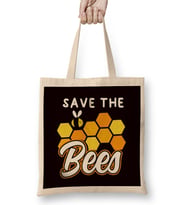 Save The Bees Honey Bee Animal Nature Welfare Honeycomb Bez Çanta Uzun Saplı