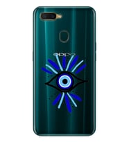Oppo A5S/AX7/A12 Uyumlu Nazar Göz Desenli Şeffaf Telefon Kılıfı