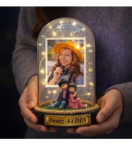 Kişiye Özel Fotoğraflı ve Yazılı LED Işıklı Fanus – Sevgiliye, Eşe, Anneye Özel Dekoratif Hediye R1 (Model 10)