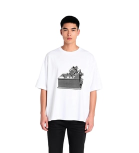 Erkek Oversize Tişört Vintage Bilim Enstrümanı Baskılı Mikroskop Tasarım Rahat Kesim Günlük Modern