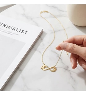 925 Ayar Gümüş Sonsuzluk Kişiye Özel Harfli Kolye (Gold)