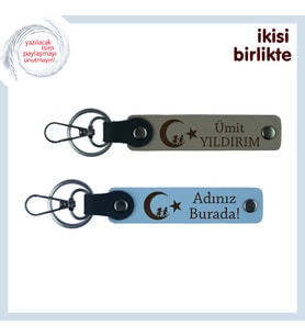Hastane Çalışanına Moral Hediyesi– Çocuk Ve Ayyıldız Desenli Anahtarlık Takımı, Kül Gri-Gök Mavi