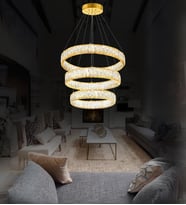 Vista 60'lık Taşlı Avize Vista Yemek Masası Taşlı Avize Kristal Taşlı Yemek Masası Avize (Gold)