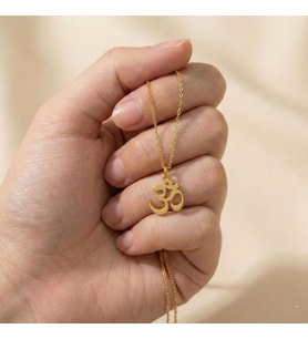 Kişiye Özel 925 Ayar Gümüş Zarif Om Sembol Kolye (Gold)