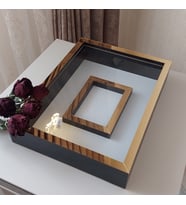 30x40 Cm Siyah-gold Fotoğraf Bölümlü! İsimsiz Ledli! Gül Saklama Kutusu