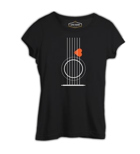 Gitar - Pena Siyah Kadın Tshirt