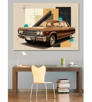 Kahverengi Vintage Spor Araba Dekoratif Kanvas - Mdf Ahşap Tablo