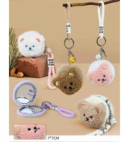 Tatlı Peluş Cep Aynası Yumoş Çanta Içi Mini Makyaj Aynası Özel Figürlü Anahtarlıklı Eğlenceli Şirin Hediyelik