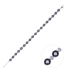 Nusnus Siyah-Gümüş Kadın Gümüş Bileklik ZRK 2160 8.4 GR