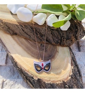Rose Kaplama Sosyete Maske Gümüş Kolye (Karışık)
