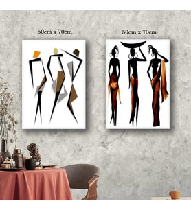 afrikalı kadınlar dans sembol tablo resim kanvas 2 adet 50x70