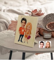 BK Gift Kişiye Özel Sevgililer Karikatürlü Dekoratif Ahşap Çerçeve Model 54