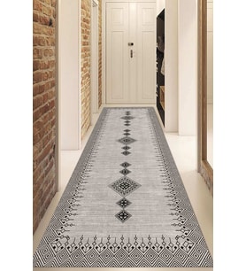 Dijital Baskılı Kaymaz Taban Yıkanabilir Modern Yolluk Ve Koridor Halısı NDU-SD-1106 (Gri)