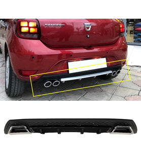 Dacia Sandero Siyah Difüzör Çiftli Kare Egzoz Görünümlü D Tip Difizör
