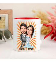 Kişiye Özel Gelin Damat Karikatürlü Kupa Bardak