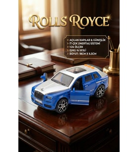 Rolls Royce Tarzı Lüks Makam Aracı Mavi - Sesli Işıklı Kapıları Açılan Sürtmeli Oyuncak Araba