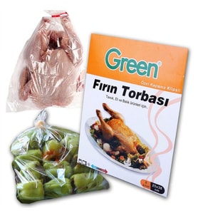 ŞeyliŞeyler - Green Fırın Torbası 8'li 5 Paket (25x38 cm) Klipsli Tavuk Ve Sebze Pişirme Poşeti