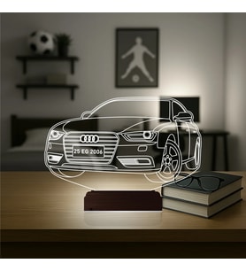 Luvivia Audi Tasarım Kişiye Özel 3D Lamba - Masa Gece Lambası