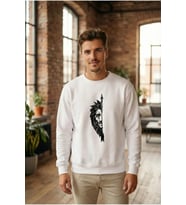 Oversize Bisiklet Yaka Sevgililer Günü Baskılı Sweatshirt - Beyaz