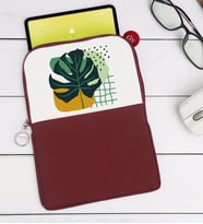 BK Gift Yaprak Tasarımlı Taşınabilir Koruyucu Tablet Kılıfı & Organizer Çanta - Bordo-1