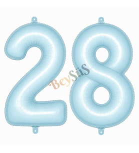 28 Rakam Folyo Balon Mavi Rengi (76 cm)
