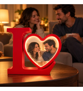Kalpli Love Sihirli Ayna LED Fotoğraf Çerçevesi - Beyaz