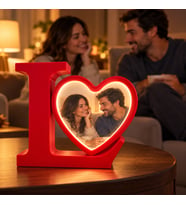 Kalpli Love Sihirli Ayna LED Fotoğraf Çerçevesi - Beyaz