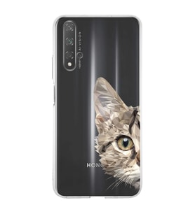 Huawei Honor 20 Uyumlu Kapak Catface Tasarımlı Şeffaf Silikon Kılıf