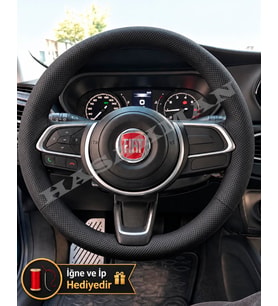 Fiat Egea Cross Dikme Direksiyon Kılıfı Premium Komple Delikli Deri Siyah Dikiş 2021-2026