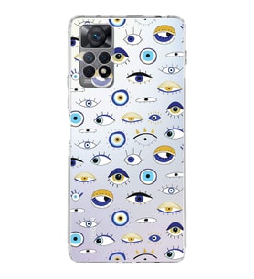 PrintiFy Xiaomi Redmi Note 12 Pro ile Uyumlu Nazar Boncuğu 2  Kamera Korumalı Şeffaf Silikon Kılıf