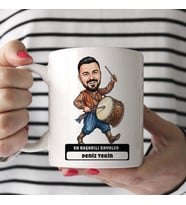 Davulcu Müzisyen Erkek Karikatürlü Kupa Bardak