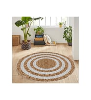 Eliana Home Baskılı, Yıkanabilir Kaymaz Taban Yuvarlak Halı LNA7070-SD364 120x120 cm (Kahverengi)