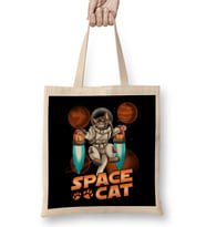Cute Space Cat Adorable Kitty Astronaut Bez Çanta Uzun Saplı