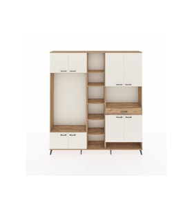 Arges Dolap 12 Raflı Tek Çekmeceli 8 Kapaklı 220x30x243 Çam-Aytaşı/Çam