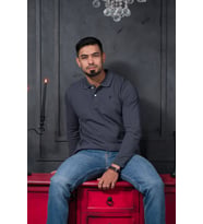 San&Fa Regular Fit Polo Yaka Uzun Kol Pamuklu Baharlık Sweatshirt (Antrasit)