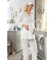 #Pijama Ekru Lohusa Pijama Takımı Hamile ve Doğum Sonrası Anne Adayları için Rahat Yumuşak Şık Sade
