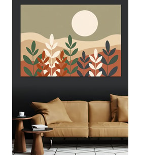 Pastel Tonlarda Soyut Bitki Desenleri Dekoratif Kanvas - Mdf Ahşap Tablo