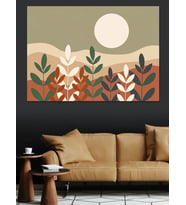 Pastel Tonlarda Soyut Bitki Desenleri Dekoratif Kanvas - Mdf Ahşap Tablo
