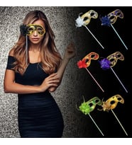 NessiWorld Lüks Taşlı Saplı Maskeli Balo Maskesi Mor Renk 35 cm