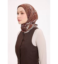 Dört Mevsim Antik Motif Viskon Velora Eşarp 6419 (Soğan Kabuğu)