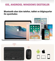 Tv,Tablet,Android ve İos Telefon+Bluetooth olan tüm Cihazlarla Uyumlu Kablosuz Klavye (MAUSE HEDİYELİ) (K.Siyah)