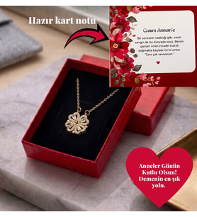 Anneye En Özel Mucize: Açılır Kalpli Yonca Çelik Kolye (Özel Kutulu & Hazır Notlu) (Altın)