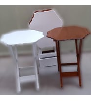 Zigon Çanta 90092 Sehpa Yonca Model Ahşap MDF Ceviz ve Beyaz Renk Uyum El Yapım