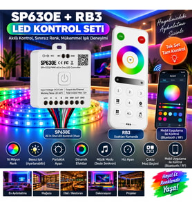 SP630E ve RB3 Pixel Şerit Led Denetleyici 5 Kanal RGBW+WW 5V-24V 12A Set Kumanda