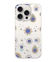 PrintiFy Apple  iPhone 15 Pro Max ile Uyumlu 1mm Slim Fit Nazar Boncuğu 5 Baskılı Şeffaf  Kılıf