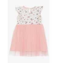 Breeze Kız Bebek Elbise Çiçekli Tüllü Fırfırlı 9 Ay-3 Yaş, Ekru