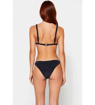 Kadın Bikini Takımı Üçgen Kap Normal Bel Simli Örme Kumaş Regular Siluet Balensiz Slip Alt