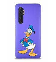 Xiaomi Mi Note 10 Lite Soft Premier Kapak Donald Duck-C Tasarımlı Silikon Kılıf - Mor (Şeffaf)