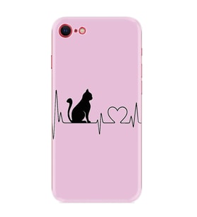 Apple iPhone 5 6 7 8 Plus Se XR Kılıf Desemli Silikon Pink Cat Heart 1303