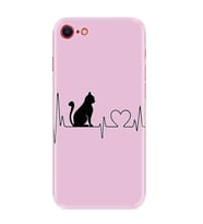 Apple iPhone 5 6 7 8 Plus Se XR Kılıf Desemli Silikon Pink Cat Heart 1303